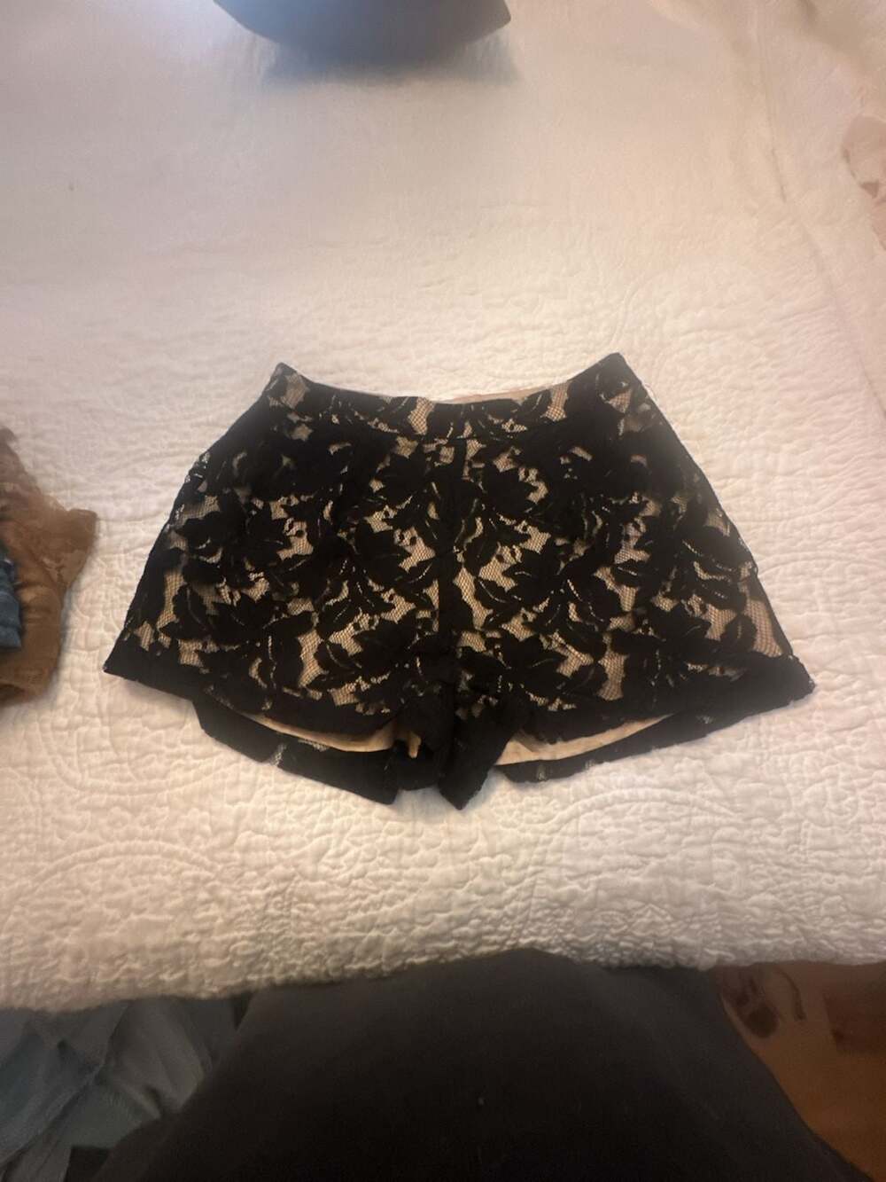 LUSH Black Lace Overlay Shorts Size L